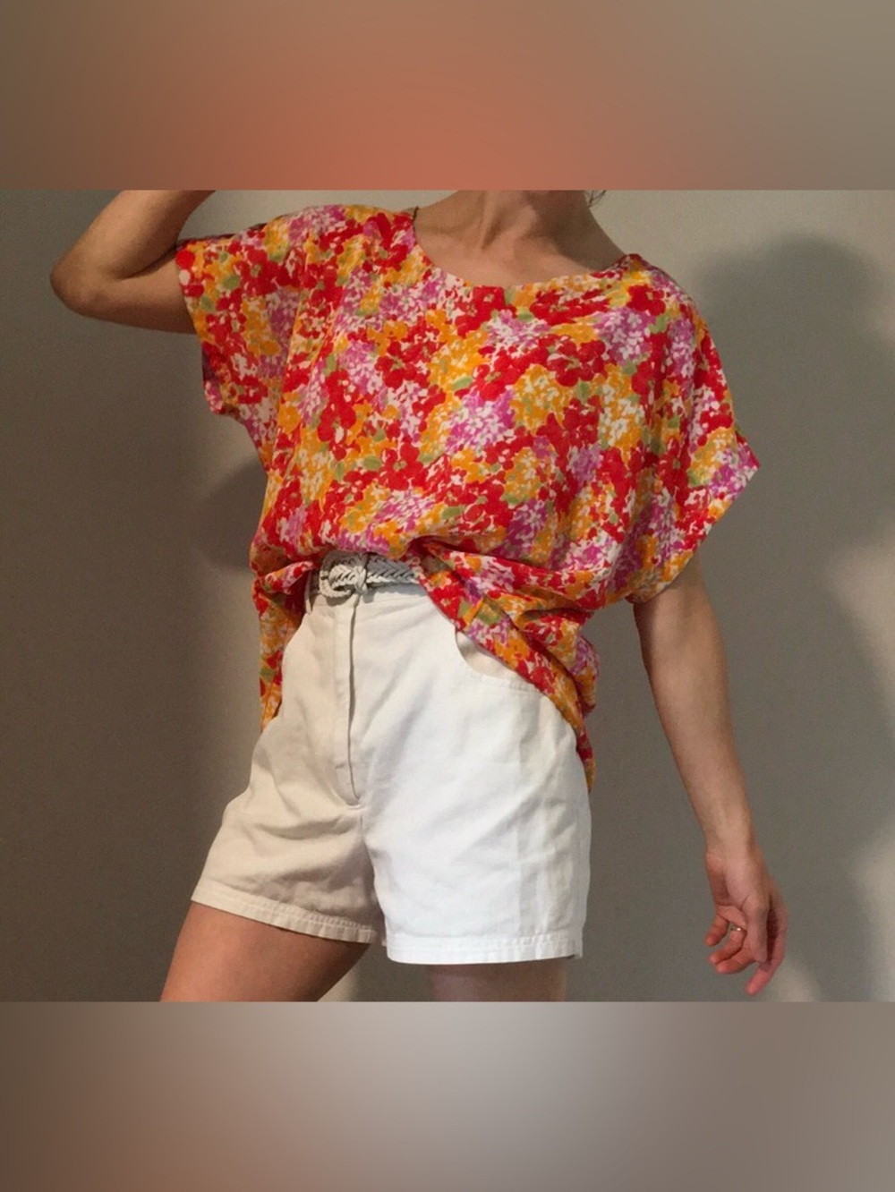 Vintage Handmade Vibrant Color Floral Top